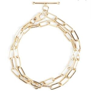 NWT Loren Stewart Double Wrap Toggle Bracelet Gold Plated MSRP $262